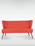 2-Sitzer Vintage Sofa Couch-Garnitur Brentwood rot 141 cm x 77 cm x 73 cm