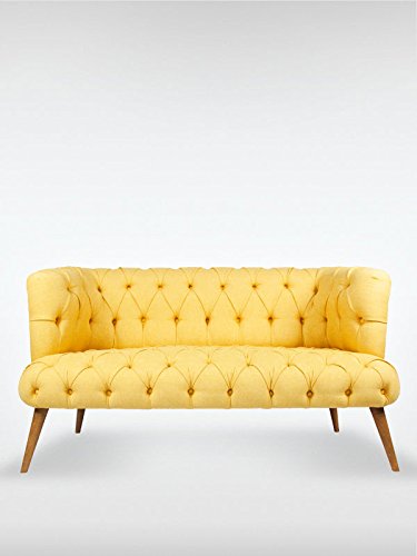 2-Sitzer Vintage Sofa Couch-Garnitur Palo Alto gelb 140 cm x 76 cm x 75 cm
