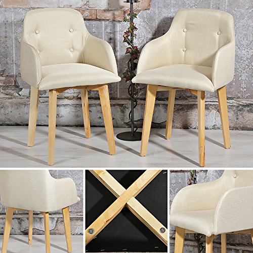 2er Set Design Esszimmerstuhl Armlehne Creme Polstersessel Loungesessel Stuhl