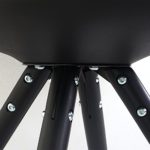 4x Esszimmerstuhl Malmö T501, Retro Design ~ schwarz, Sitzfläche Kunstleder schwarz, dunkle Beine