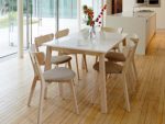 7-teilig Tisch Set 'Narvik' Eiche gebleicht ausziehbar Echtholz Esstisch Weiß Matt lackiert