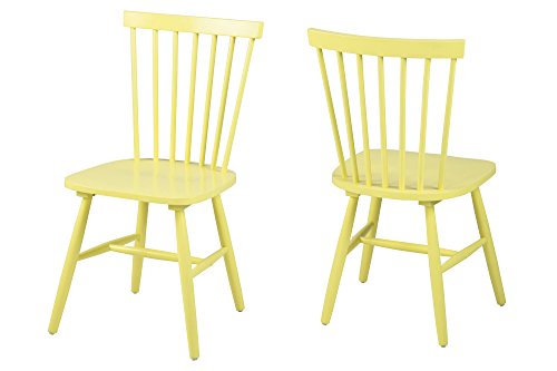 AC Design Furniture 63660 Esszimmerstuhl Susanne, Rubberwood, 2-er Set, gelb lackiert