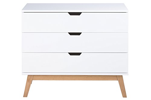 AC Design Furniture H000014403 Kommode Dorte, 77 x 90 x 48 cm, 3 Schubladen, Holz lackiert, weiß matt