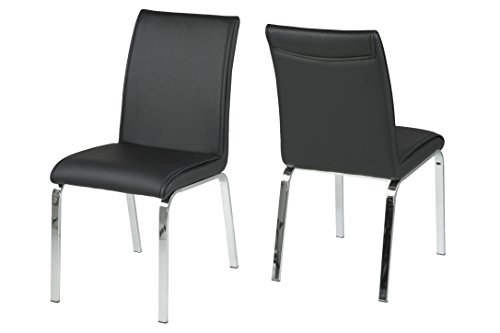 AC Design Furniture H000015008 Esszimmerstuhl 4-er Set Janni, Sitz/Rücken lederlook PU, schwarz