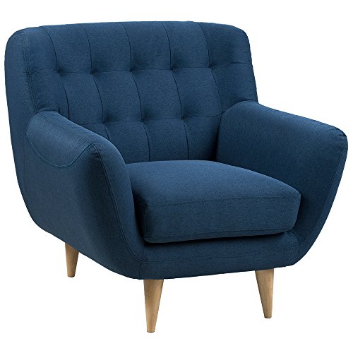 AC Design Furniture Sessel aus Stoff mit gesteppter Rückenlehne und Holzbeinen Saxon