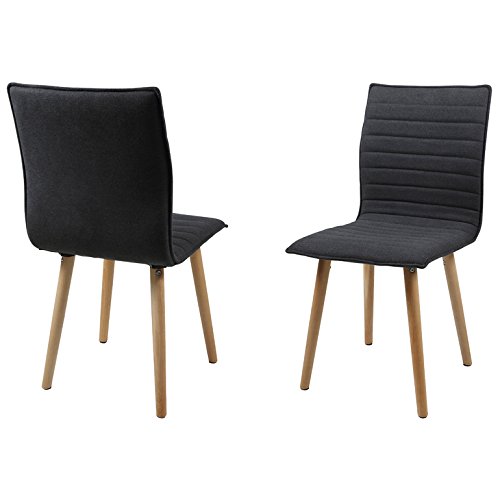AC Design Furniture Set 2 Stühle aus Stoff gesteppt mit Füße aus Eiche und Sitzfläche Inca