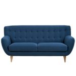 AC Design Furniture Sofa 3-Sitzer Stoff mit gesteppter Rückenlehne und Holzbeinen Saxon