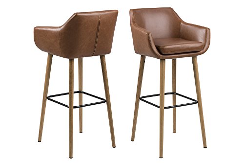 AC Design Furniture Trine Barhocker, Lederimitat, cognac, 54 x 55 x 101 cm