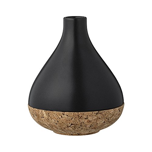 Bloomingville Vase bauchig mit Korkeinsaz, schwarz Ø14,5xH17cm