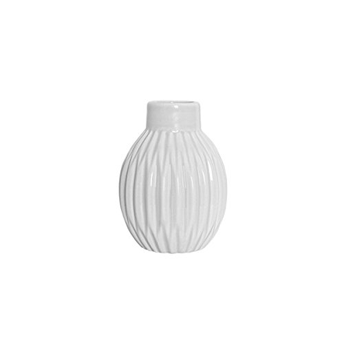 Bloomingville Vase in Faltenoptik klein matt weiß