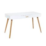 CAGUSTO Sekretär Liva weiß Beine Eiche massiv MDF weiss Design Retro Schreibtisch