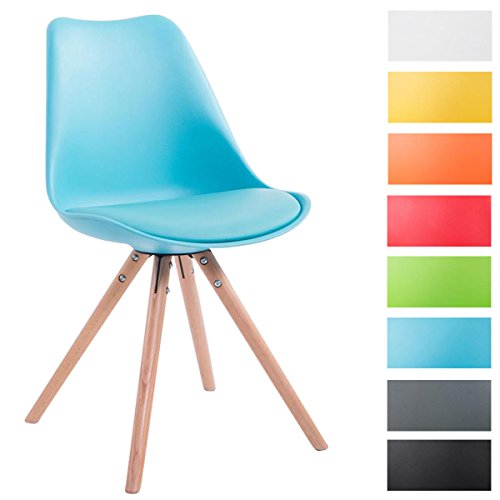 CLP Design Retro-Stuhl TOULOUSE RUND mit Kunstlederbezug und hochwertigem Sitzpolster | Kunstoff-Lehnstuhl mit Holzgestell | In verschiedenen Farben erhältlich