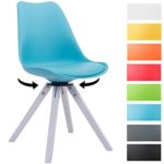 CLP Design Retro-Stuhl TROYES SQUARE mit Kunstlederbezug und hochwertiger Polsterung | 360° drehbarer Stuhl mit Schalensitz und massiven Holzbeinen | In verschiedenen Farben erhältlich