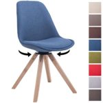 CLP Design Retro-Stuhl TROYES SQUARE mit Stoffbezug und hochwertiger Polsterung | Drehbarer Stuhl mit Schalensitz und massiven Holzbeinen | In verschiedenen Farben erhältlich