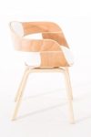 CLP Retro Besucher-Stuhl KINGSTON mit Armlehne, gepolstert, Holzgestell, modern Holz Farbe natur, Bezug Farbe weiß