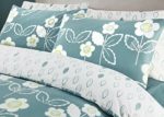 Coton Modus Scandi Floral Teal bedruckt Poly Cotton Quilt Bettbezug Bettwäsche Set mit passenden Kissen Single Double King Super King, Einzelbett
