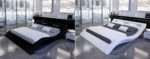 Designer Leder Bett Polsterbett mit LED Beleuchtung Lederbett weiss oder schwarz wellenförmig modern günstig gewelltes Bett