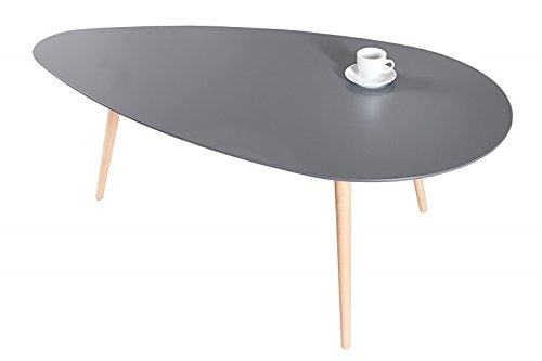 DuNord Design Couchtisch Beistelltisch STOCKHOLM graphit 115cm Retro Design Nierenform Tisch