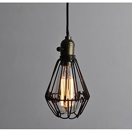 Eletorot Vintage Metall Pendelleuchte Hängeleuchte Hängelampe Lampengestell in Vogelkäfiger Form für Loftwohnung, Bar, Küchen, Hausdeko