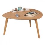 FineBuy Couchtisch aus MDF mit Eichefurnier Nierentisch | Wohnzimmertisch im Landhaus-Stil | Design Holz-Tisch Nierenform Lounge-Tisch | Eiche Massivholztisch Wohnzimmer-Möbel Kaffeetisch