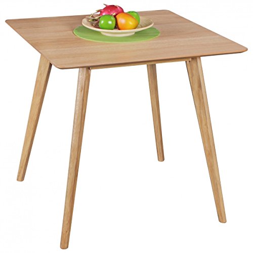 FineBuy Esszimmertisch aus MDF Holz | Esstisch mit quadratischer Tischplatte | Robuster Küchen-Tisch im Retro Stil | Holz-Tisch in skandinavischem Design | Tisch in Eichenfurnier