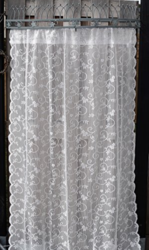 Gardinenschal Vorhang 'Dor' 2er Set 120 x 240 cm (BxH) transparent mit floralem Muster creme Skandinavisch Landhaus Shabby French Vintage Retro Antik Nostalgie