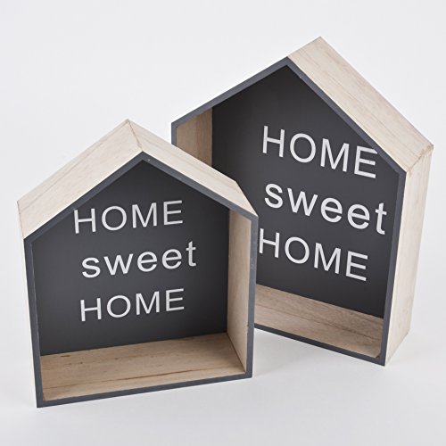 Haus 2er Set Objekt Deko Design Holz 30x21x8cm Home Style Living