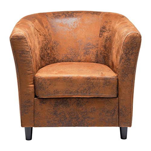 Sessel Africano Vintage Econo, bequemer, moderner Relaxsessel im Vintage-Stil, Loungesessel, TV Chillout Cocktailsessel, Couch Design Polstersessel hellbraun (H/B/T) 72x77x83cm