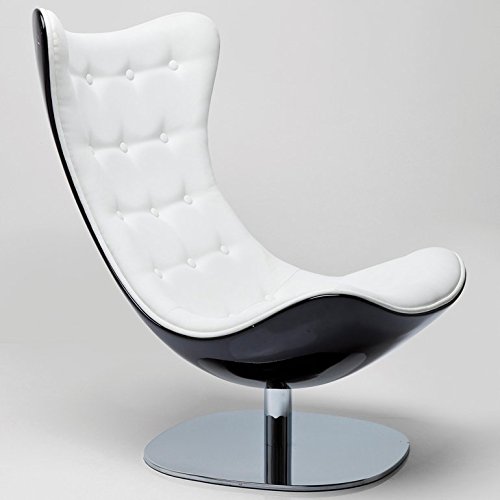 Kare Design Relaxsessel aus Kunstleder weiss drehbar mit Chromfuß Atrio Deluxe