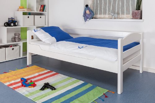 Kinderbett / Jugendbett "Easy Sleep" K1/n Sofa, Buche Vollholz massiv weiß lackiert - Maße: 90 x 190 cm