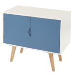 Kommode Malmö T292, Schrank Sideboard, Retro-Design 70x80x40cm ~ blaue Front