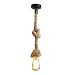Lixada Jahrgang Seil Pendelleuchte Loft schöpferischen Industrielle Lampe für Wohnzimmer (Ohne Birne)
