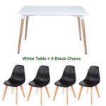P & N Homewares® EVA Esstisch und Stühle Set 4 Stühle und 1 schwarz Esstisch Retro und Moderne Esszimmergarnitur weiß schwarz und grau Stühle Black Chairs