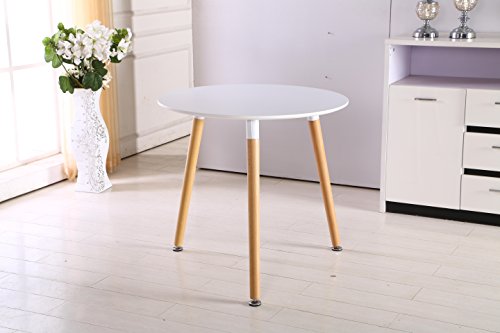 P & N Homewares® Halo rund Esstisch modernes Design Esstisch Tisch Massiv Beine aus Holz, weiß, 80 cm