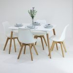 P & N Homewares® Lorenzo Esstisch und 4 Stühle Set Retro und Modern Dining Set Weiß Schwarz und Grau Stühle mit weißen Esstisch skandinavisch (WEISSE STÜHLE)
