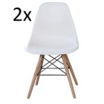 P & N Homewares® Moda Esszimmerstuhl Kunststoff Holz Retro Esszimmer Stühle weiß modernes Möbel, weiß, 2 CHAIR