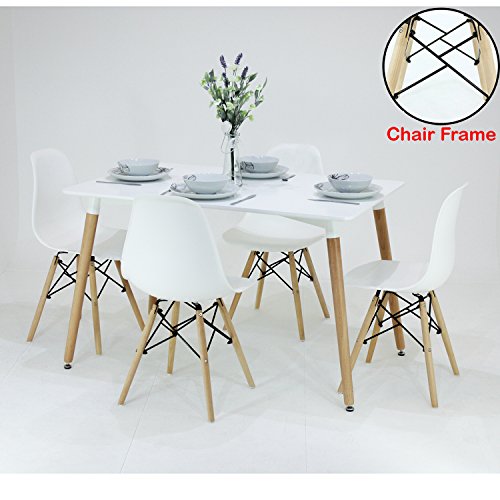 P & N Homewares® Romano Moda Esstisch Set Retro Inspiriert Stuhl und Tisch wählen Sie Farbe, weiß oder grau wird mit Weiß Tisch Moderne Esszimmergarnitur weiß