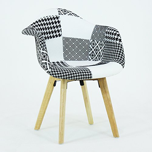 P & N Homewares® Schwarz und Weiß Patchwork Stuhl oder Sessel skandinavischen Nordic Style,, Tub Chair