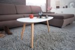 Retro Couchtisch SCANDINAVIA MEISTERSTÜCK 75cm weiß Buche Beistelltisch nierenförmig Holztisch skandinavisch
