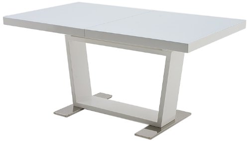 Robas Lund, Tisch, Esszimmertisch, Manhattan, ausziehbar, Glas/Hochglanz/weiß, 160(240) x 76 x 90 cm, 0216HWGW