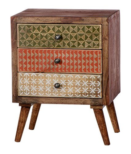 SIT-Möbel 4359-01 Kommode Scandi, 45 x 33 x 60 cm, Sheshame lackiert, Gestell natur, Front bunt