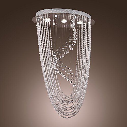 Saint Mossi Luxus Moderne zeitgenössische schicke transparente klare Kristall Kronleuchter Regen Drop Decke Pendelleuchte Leuchte in Chrom Finish 3 * 3W GU10 LED Birne erforderlich