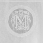 Scheibengardine Raff Gardine Raffrollo Vorhang 'Mo' 120 x 100 cm (BxH) weiß mit aufgesticktem Monogramm Baumwolle Landhaus Shabby French Vintage Retro Antik Nostalgie