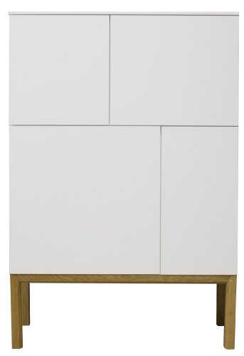 Tenzo 2276-001 Patch - Designer Sideboard / Schrank, Untergestell Eiche massiv, 138 x 92 x 40 cm, weiß eiche / lackiert matt
