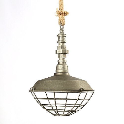 Vintage Hanfseil Pendelleuchte E27 Fassung ,Industrial Stil Deckenlampe Hängelampe Grau für Loft Wohnzimmer Esszimmer Cafeteria Restaurant