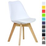 WOLTU® 1 Stück Esszimmerstuhl BH29ws-1-c Esszimmerstuhl Design Stuhl Küchenstuhl Holz Neu Design Weiß