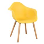 WOLTU 1 x Esszimmerstuhl Sitzgruppe mit Lehne Stuhl Küchenstuhl Holz Neu Design Gelb BH37gb-1-a
