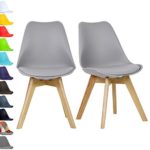 WOLTU® 2er Set Esszimmerstühle BH29gr-2-c Esszimmerstuhl Design Stuhl Küchenstuhl Holz, Neu Design, Grau