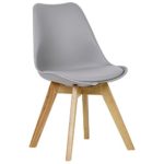 WOLTU® 2er Set Esszimmerstühle BH29gr-2-c Esszimmerstuhl Design Stuhl Küchenstuhl Holz, Neu Design, Grau