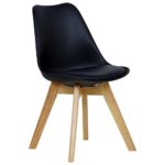 WOLTU® 4er Set Esszimmerstühle Küchenstuhl Design Stuhl Esszimmerstuhl Kunstleder Holz Neu Design Schwarz BH29sz-4